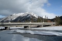 15 Bow River Bridge In Banff With Mount Norquay and Mount Brewster Behind In Winter